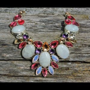 Moonstone Amethyst Topaz Morganite Gem Necklace